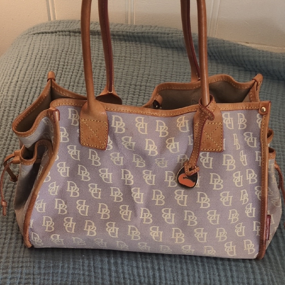 Dooney & Bourke Purple and White Logo Tote